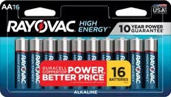 Rayovac High Energy Alkaline AA Batteries, 16 Pack