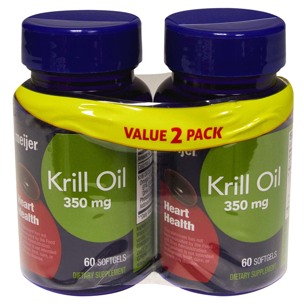 slide 1 of 1, Meijer Krill Oil Softgel Twin Pack, 2x, 60 ct; 350 mg