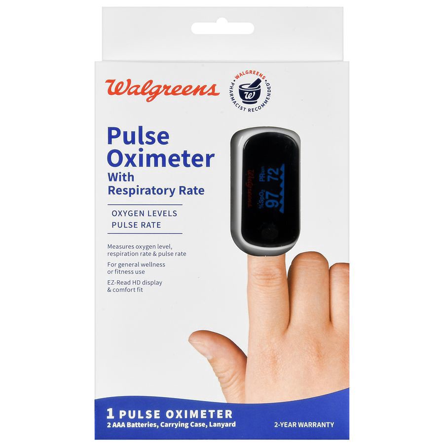 slide 2 of 5, Walgreens Pulse Oximeter with Respiration Rate, 1 ct