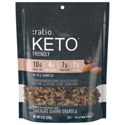 :ratio Keto Friendly Chocolate Almond Granola Cereal, 8 OZ Cereal Bag