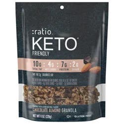 :ratio Keto Friendly Chocolate Almond Granola Cereal, 8 OZ Cereal Bag