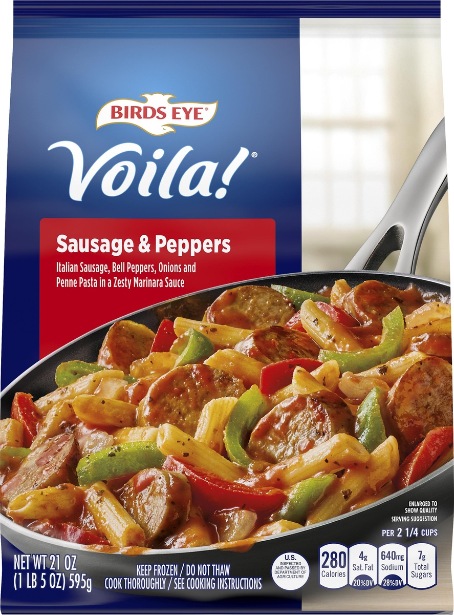 slide 6 of 7, Birds Eye Voila! Selects Sausage & Peppers, 21 oz