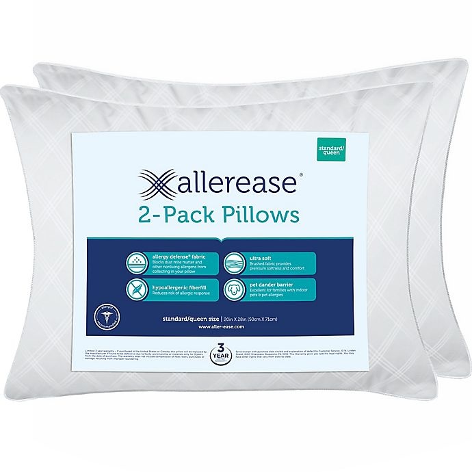 slide 2 of 4, AllerEase Down Alternative Standard/Queen Bed Pillows, 2 ct