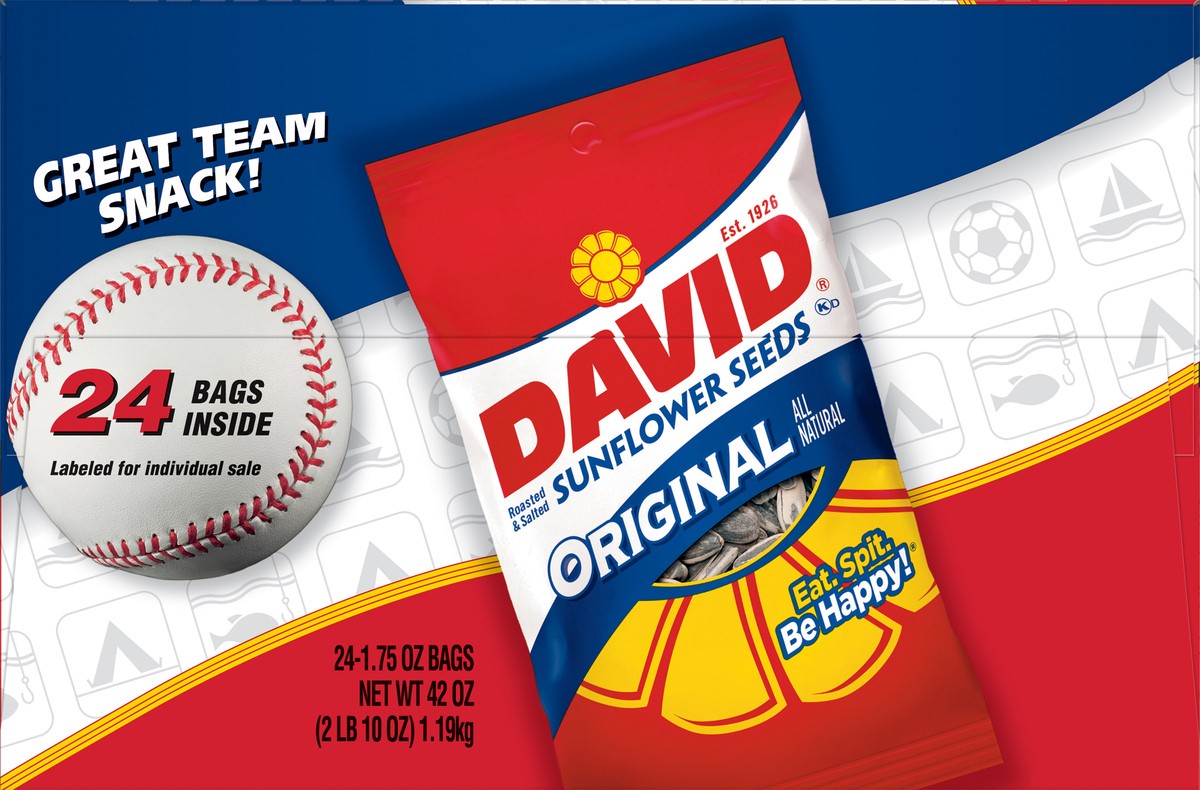 slide 2 of 13, DAVID Original Sunflower Seeds, 1.75 Ounce, 24 ct