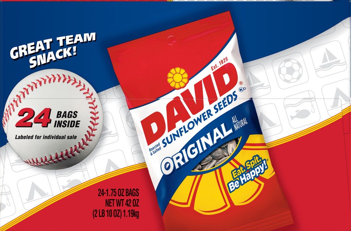 slide 8 of 13, DAVID Original Sunflower Seeds, 1.75 Ounce, 24 ct