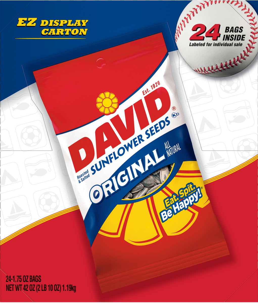 slide 7 of 13, DAVID Original Sunflower Seeds, 1.75 Ounce, 24 ct