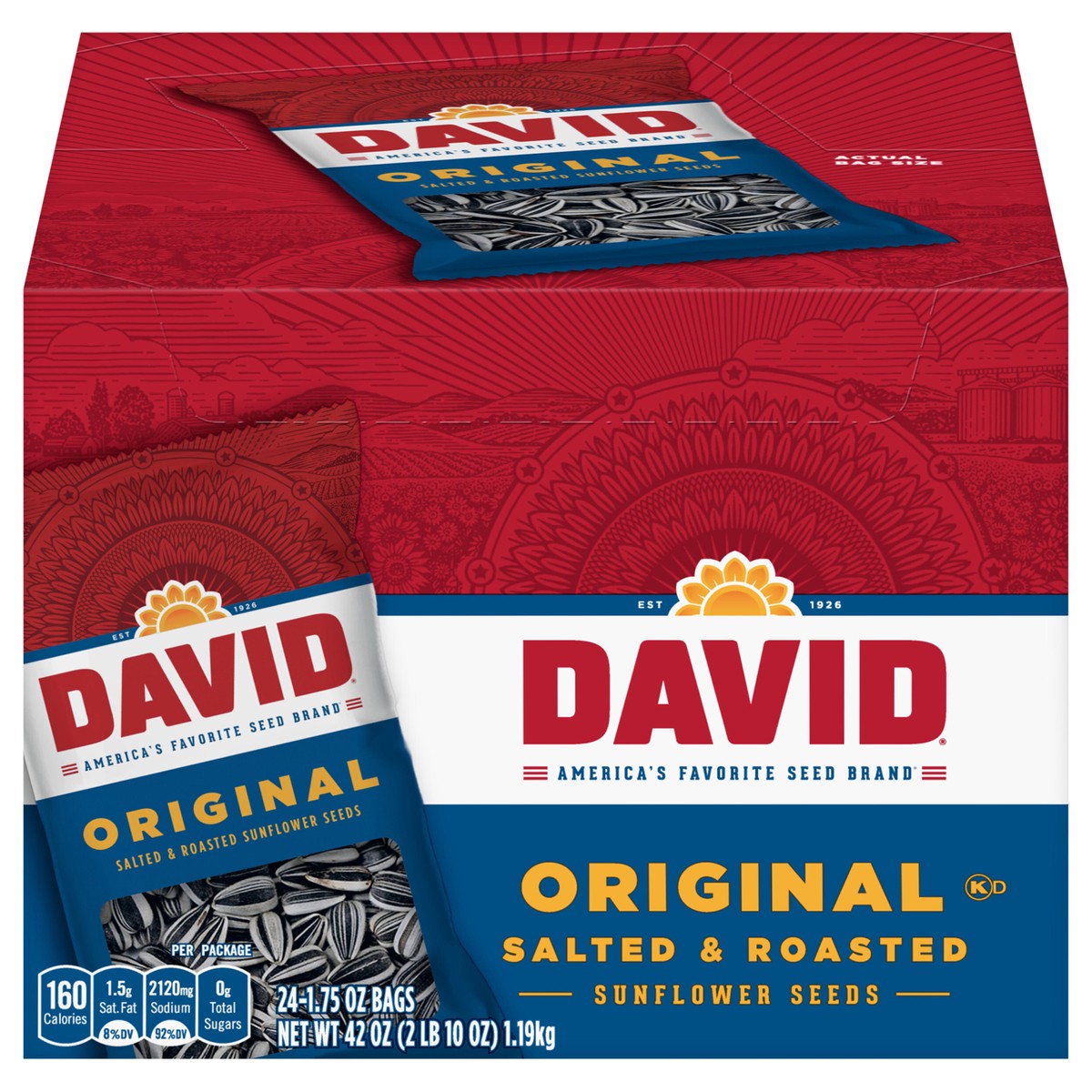 slide 1 of 13, DAVID Original Sunflower Seeds, 1.75 Ounce, 24 ct