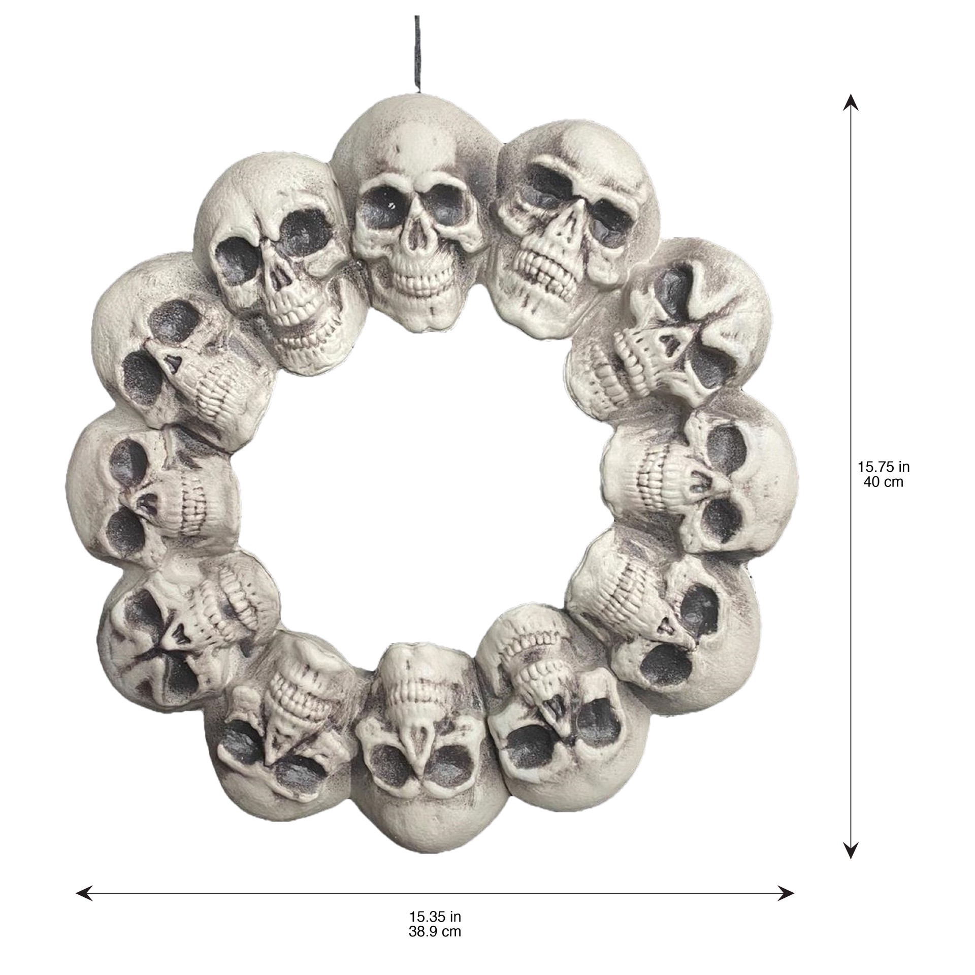 slide 2 of 3, 15.75" Skull Wreath By Ashland, 15.75 in x 15.35 in x 3.31 in