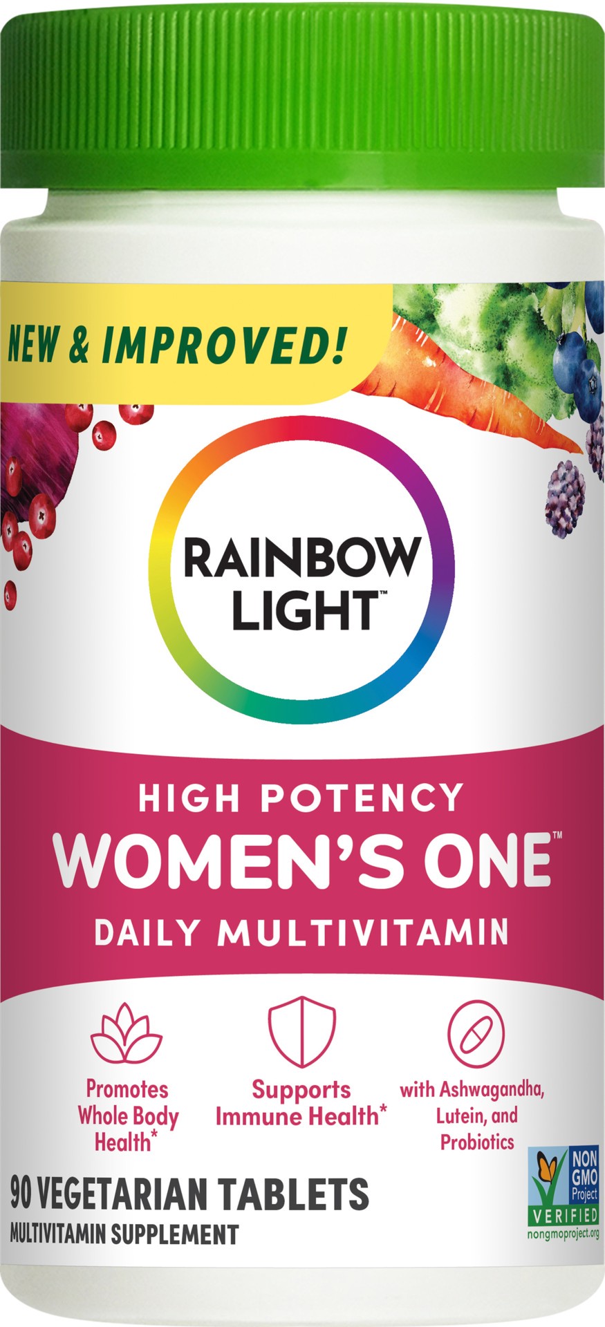 slide 1 of 7, Rainbow Light Women's One High-Potency Daily Multivitamin, 90 Count, 1 Bottle, 90 ct