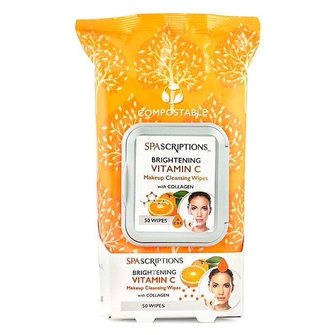 slide 1 of 1, Spascriptions Brightening Vitamin C Makeup Cleansing Wipes with Collagen 50 ea, 50 ct