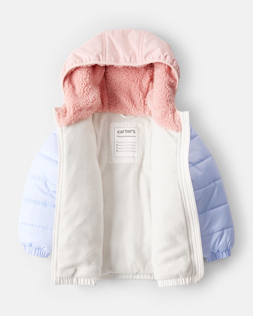 slide 3 of 6, Carter's Toddler Girl 2-Piece Color Block Hooded Snowsuit Jacket & Bib Set Pink/White 3T, 2 pc