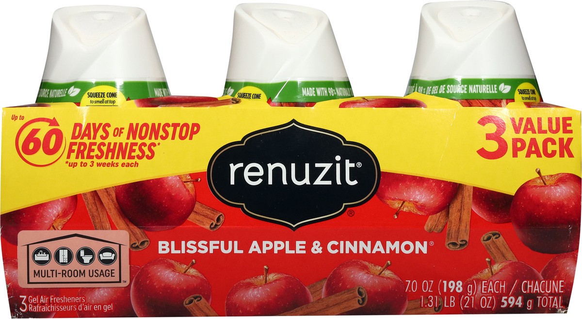 slide 7 of 13, Renuzit Blissful Apple & Cinnamon Gel Air Fresheners Value Pack 3 - 7.0 oz Each, 3 ct