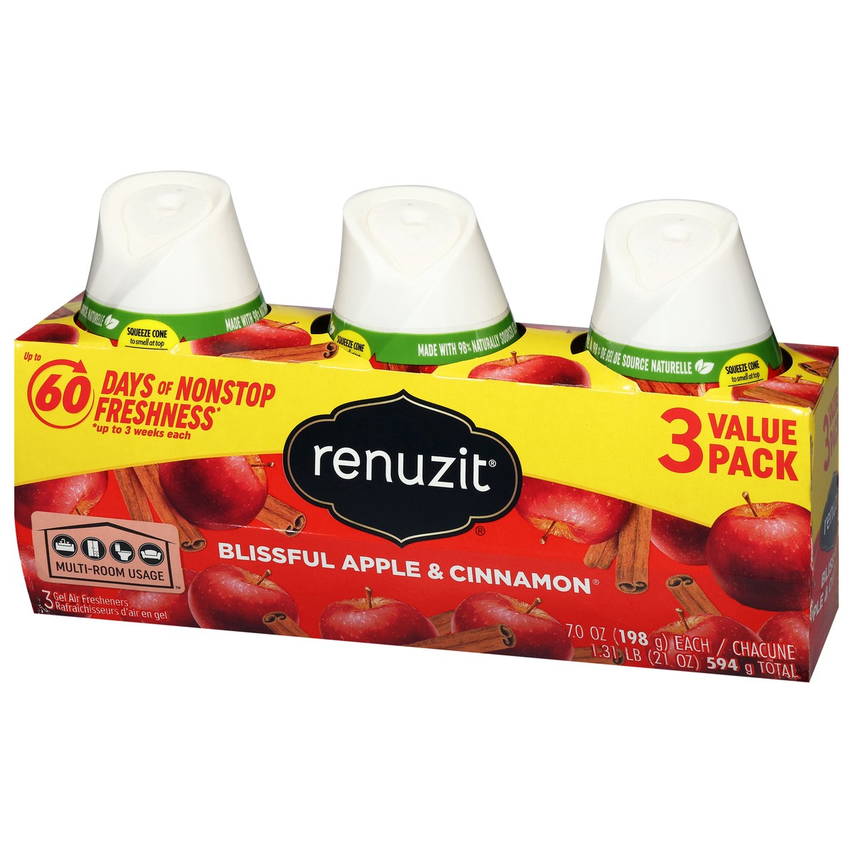 slide 9 of 13, Renuzit Blissful Apple & Cinnamon Gel Air Fresheners Value Pack 3 - 7.0 oz Each, 3 ct