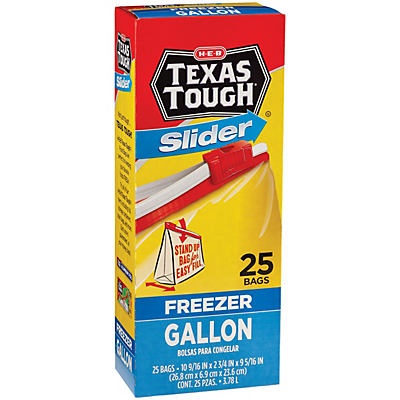 slide 1 of 1, H-E-B Texas Tough Slider Gallon Freezer Bags, 25 ct