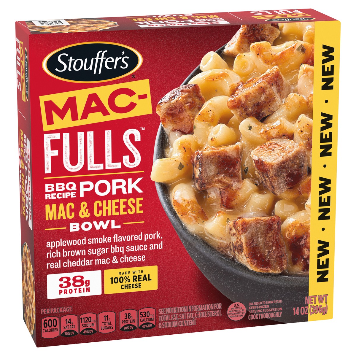 slide 4 of 8, Stouffer's MAC-FULLS BBQ Recipe Pork Mac and Cheese Frozen Meal, 14 oz