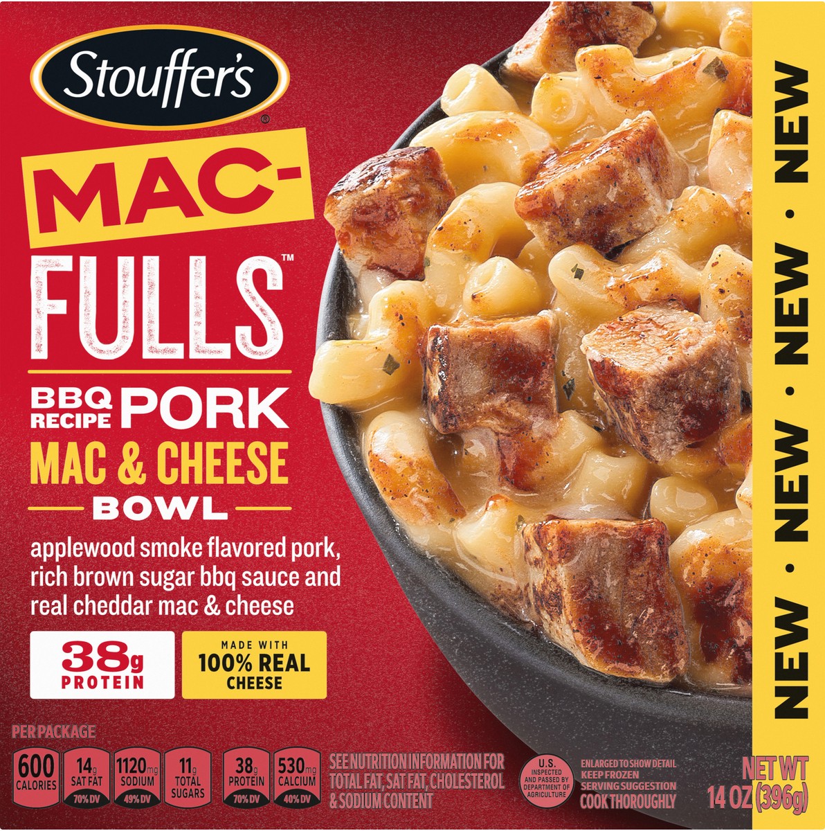 slide 8 of 8, Stouffer's MAC-FULLS BBQ Recipe Pork Mac and Cheese Frozen Meal, 14 oz