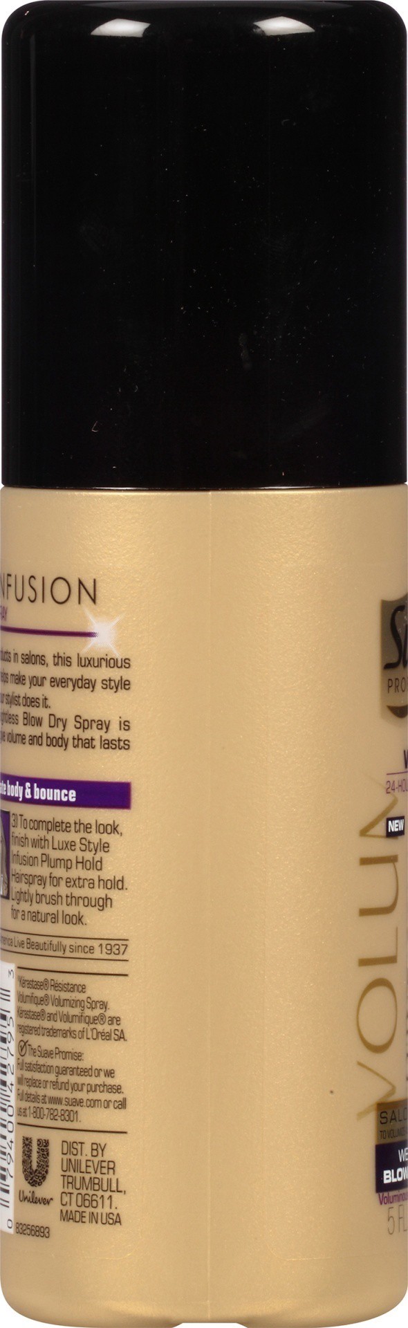 slide 2 of 5, Suave Volume Luxe Style Infusion Weightless Blow Dry Spray, 5 oz