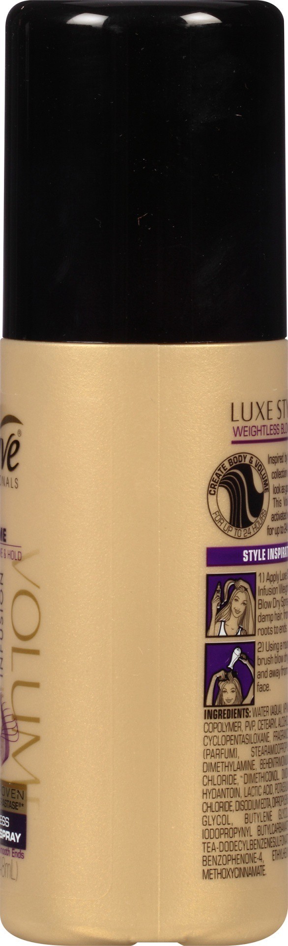 slide 3 of 5, Suave Volume Luxe Style Infusion Weightless Blow Dry Spray, 5 oz