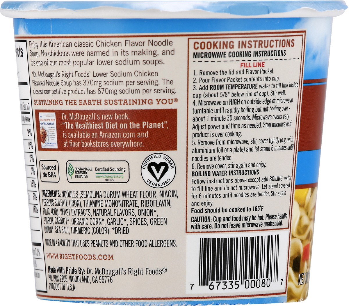 slide 5 of 8, Dr. McDougall's Lower Sodium Chicken Noodle Soup Cup, 1.4 oz