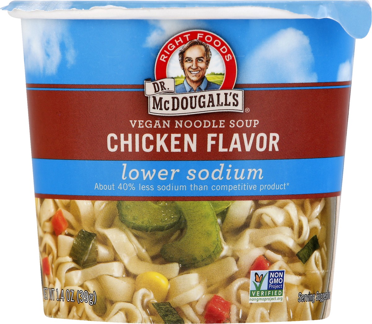 slide 3 of 8, Dr. McDougall's Lower Sodium Chicken Noodle Soup Cup, 1.4 oz