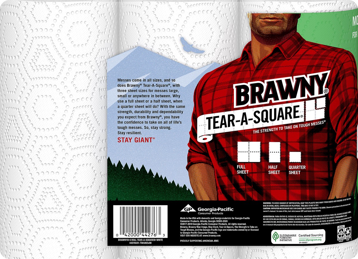 slide 4 of 5, Brawny Tear-a-square Paper Towel, 242 ct