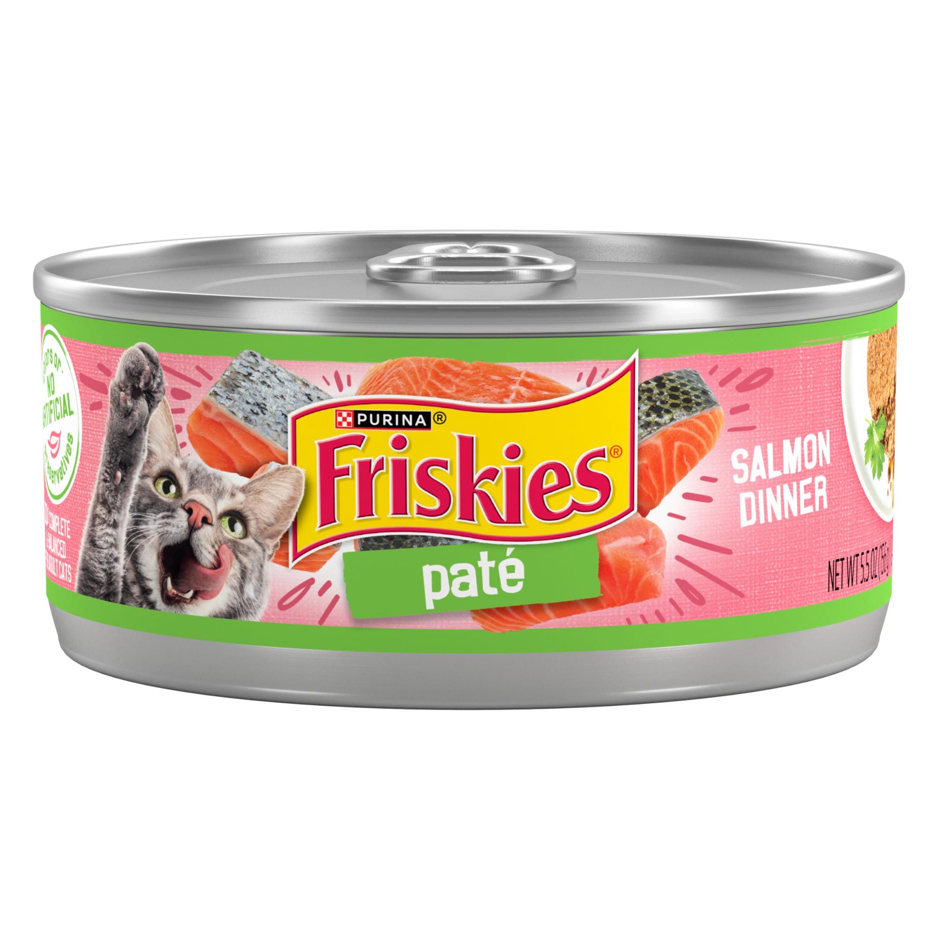 slide 1 of 9, Friskies Purina Friskies Wet Cat Food Pate, Salmon Dinner - 5.5 oz. Can, 5.5 oz