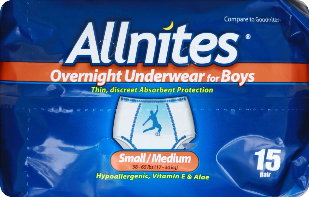 slide 8 of 11, Allnites For Boys Overnight Small/Medium Underwear 15 ea, 15 ct