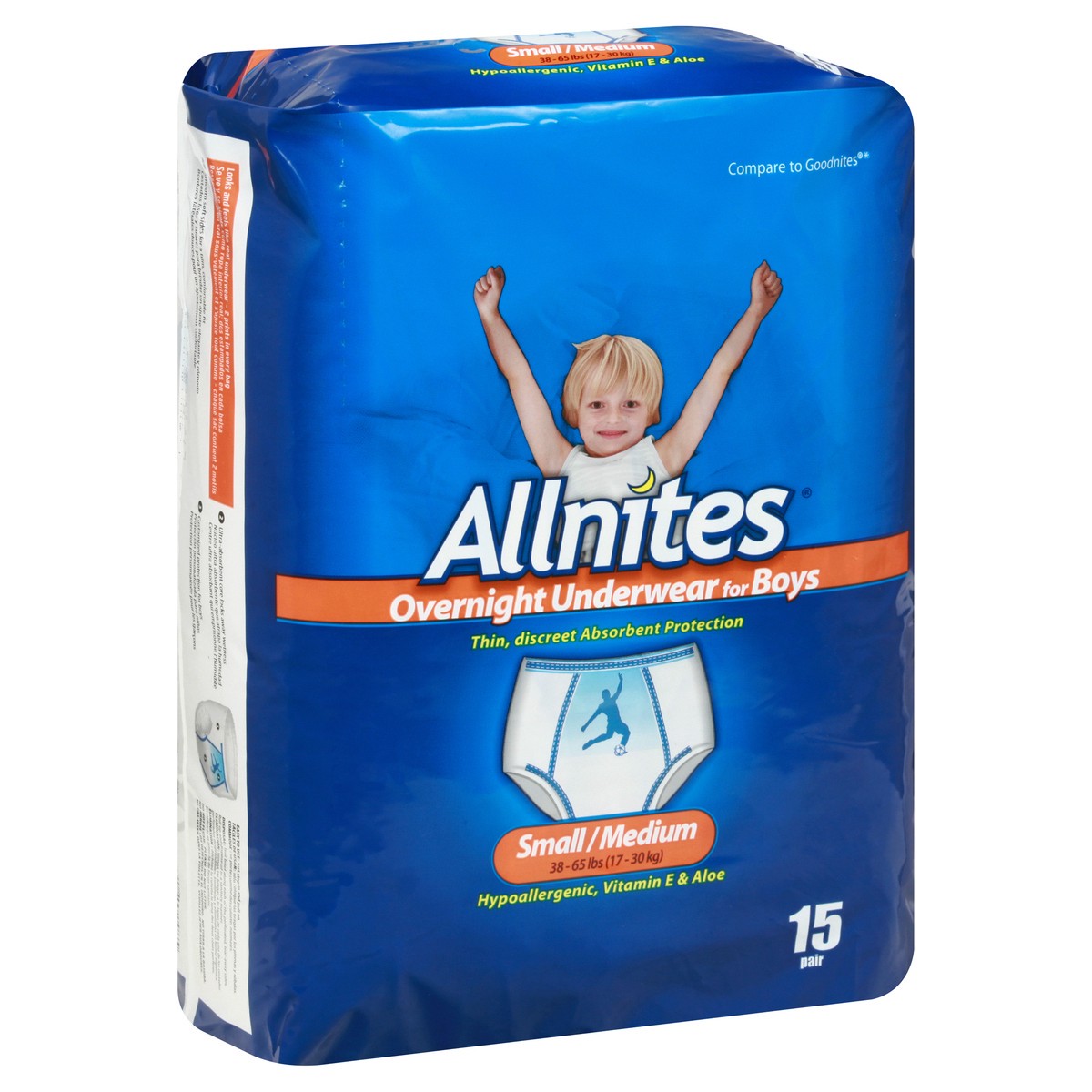 slide 3 of 11, Allnites For Boys Overnight Small/Medium Underwear 15 ea, 15 ct