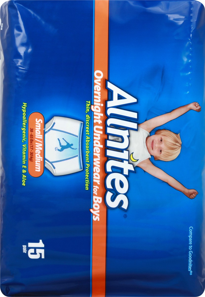 slide 9 of 11, Allnites For Boys Overnight Small/Medium Underwear 15 ea, 15 ct