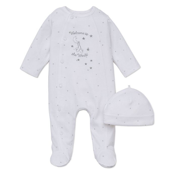 slide 1 of 1, Little Me Preemie Welcome to the World'' Side-Snap Footie and Hat Set - White'', 2 ct