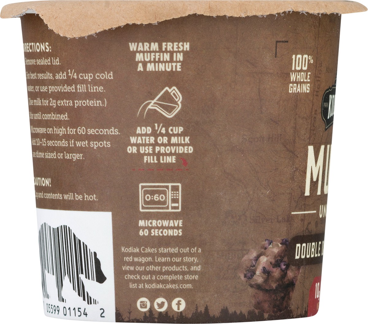 slide 3 of 9, Kodiak Cakes Muffin Power Cup, Double Dark Chocolate, 2.36 oz, 2.29 oz