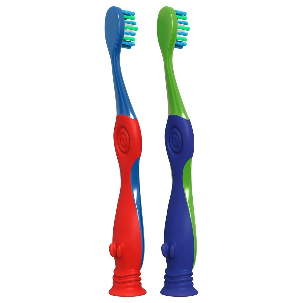 slide 4 of 6, Colgate Kids Extra Soft Toothbrush with Suction Cup, Twin Pack, PJ Masks, 2 ct
