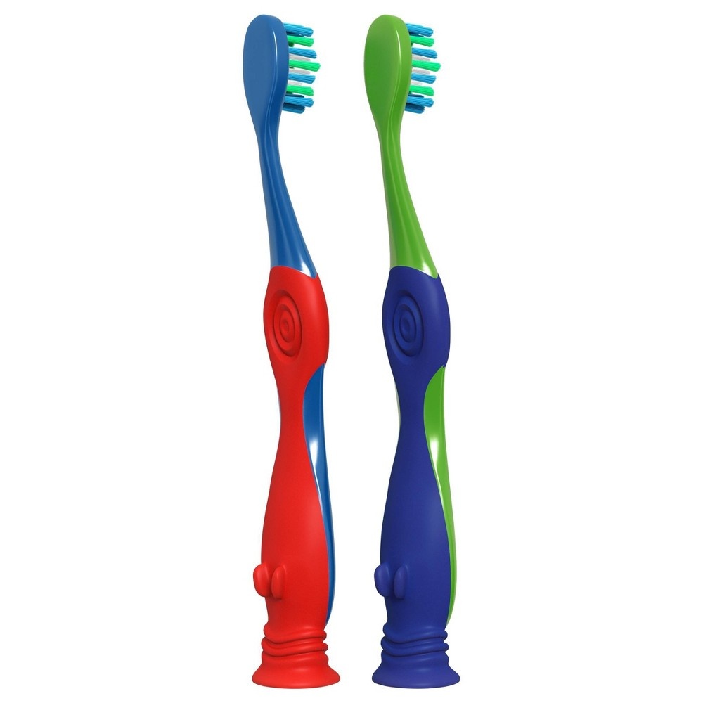 slide 6 of 6, Colgate Kids Extra Soft Toothbrush with Suction Cup, Twin Pack, PJ Masks, 2 ct