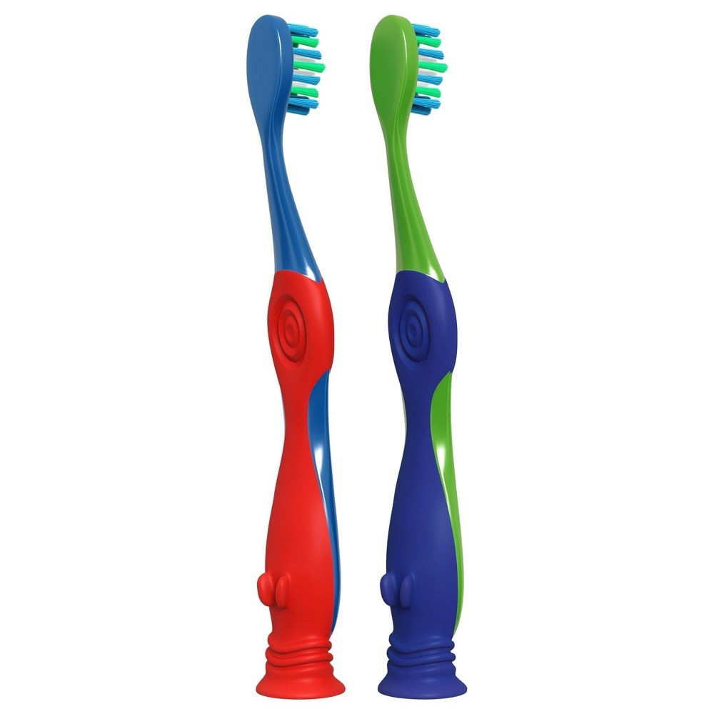 slide 3 of 6, Colgate Kids Extra Soft Toothbrush with Suction Cup, Twin Pack, PJ Masks, 2 ct