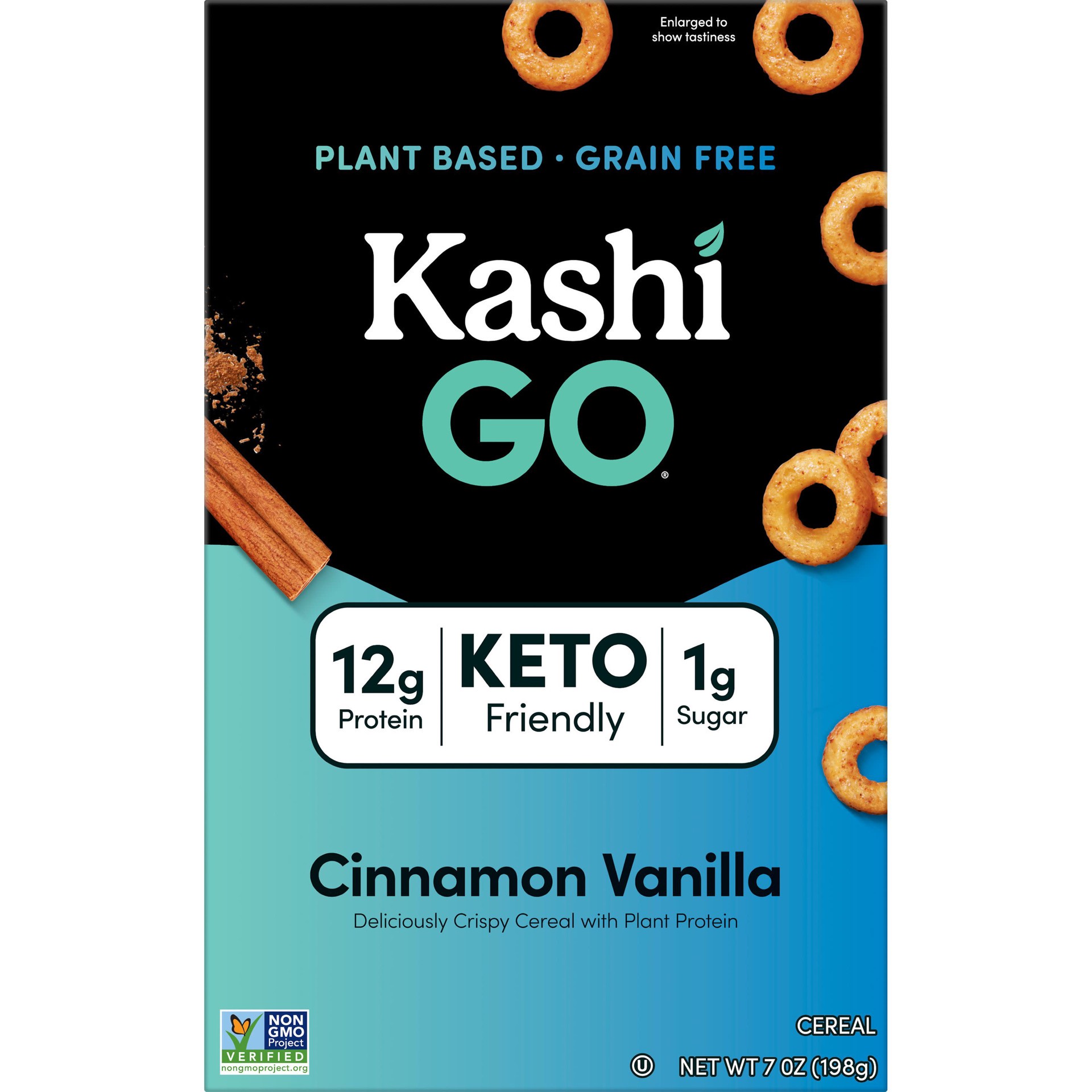 slide 4 of 5, Kashi GO Breakfast Cereal, Vegan Protein, Keto Friendly Cereal, Cinnamon Vanilla, 7oz Box, 1 Box, 7 oz