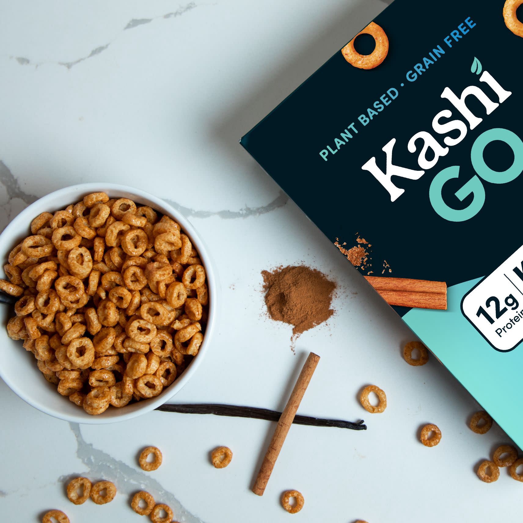 slide 5 of 5, Kashi GO Breakfast Cereal, Vegan Protein, Keto Friendly Cereal, Cinnamon Vanilla, 7oz Box, 1 Box, 7 oz