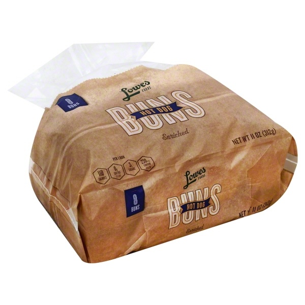 slide 1 of 1, Lowes Foods Hot Dog Buns, 8 ct; 11 oz