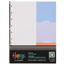 Happy Planner Dotted Lined Classic Filler Paper, Bright Energy, 7" x 9-1/4", 40 Sheets