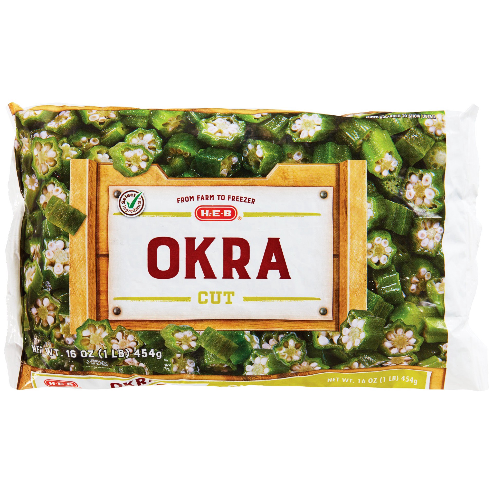 slide 1 of 1, H-E-B Cut Okra, 16 oz