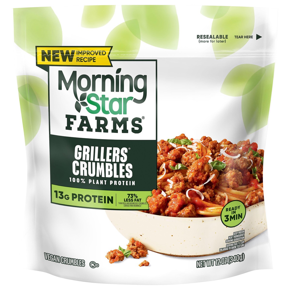 slide 1 of 5, MorningStar Farms Meal Starters Grillers Plant Based Vegan Crumbles, 12 oz