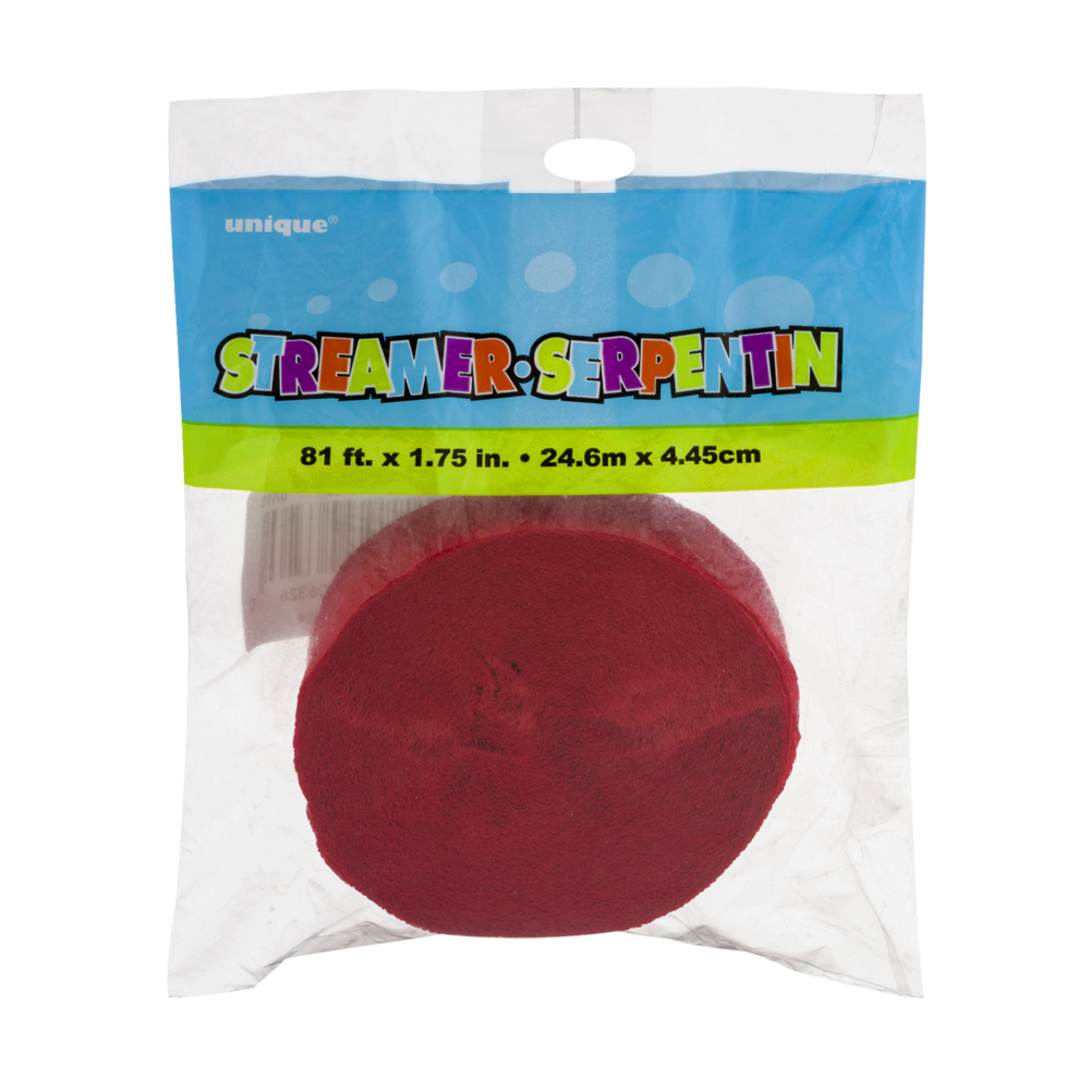 slide 1 of 1, Unique Industries Inc. Streamers - Red, 81 ft