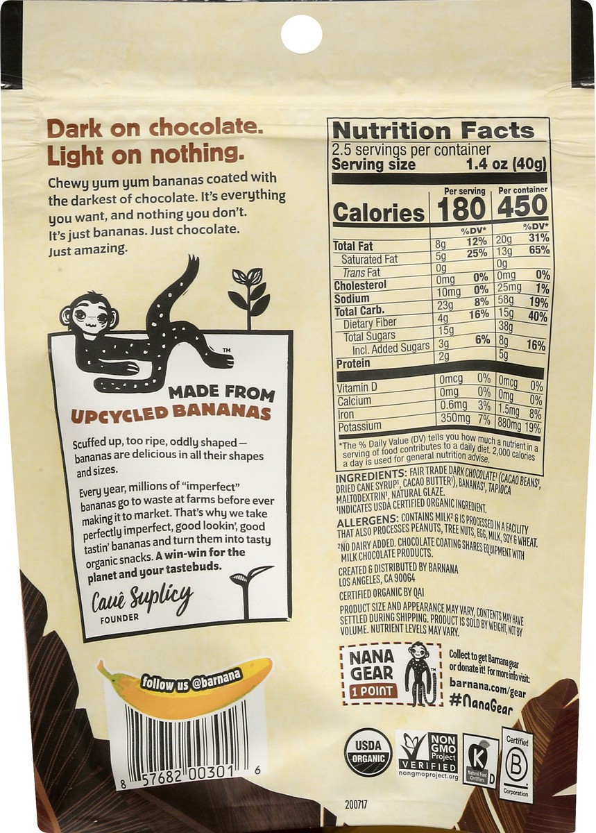 slide 6 of 13, Barnana, Organic Dark Chocolate Chewy Banana Bites, 3.5 oz