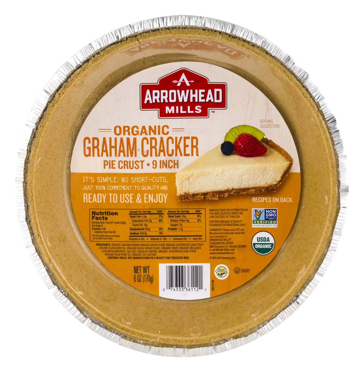 slide 1 of 1, Arrowhead Mills Graham Cracker Pie Crusts, 6 oz