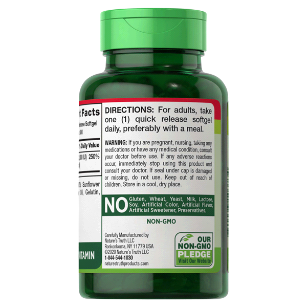 slide 2 of 13, Nature's Truth 50 mcg High Potency Vitamin D3 300 Softgels, 300 ct