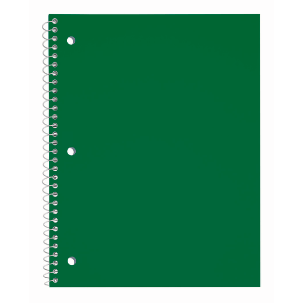 slide 1 of 1, Just Basics Poly Spiral Notebook, 8"" X 10-1/2"", 1 Subject, Wide Ruled, 70 Sheets, Green, 70 ct