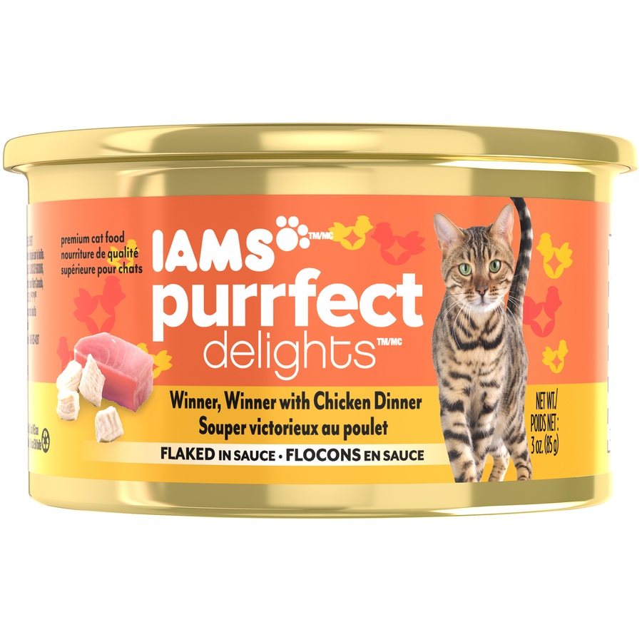 slide 1 of 1, IAMS Purrfect Delights Cat Food, with Flaked Chicken in Sauce, 3 oz