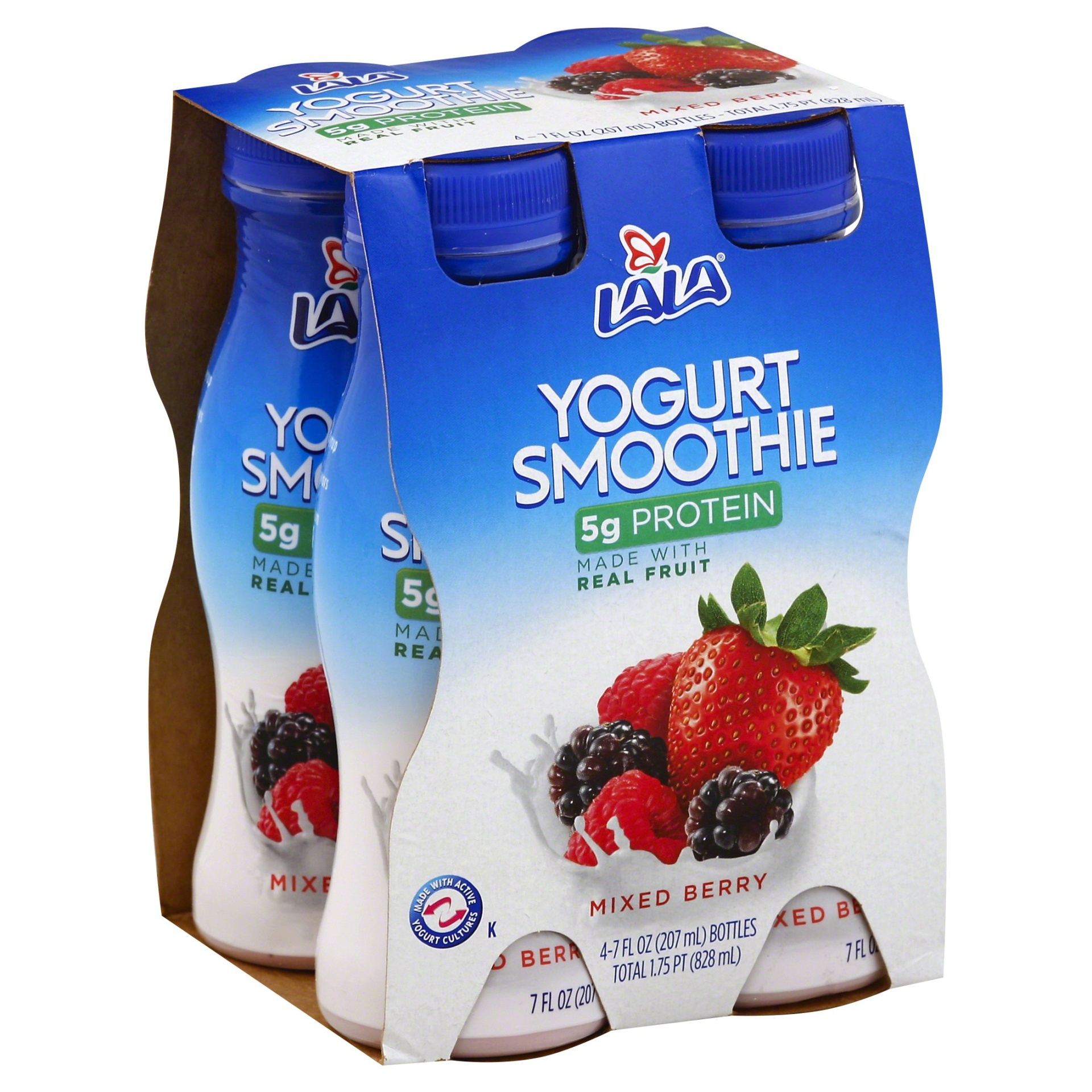 slide 1 of 1, LALA Mixed Berry Yogurt Smoothie, 4 ct; 7 fl oz