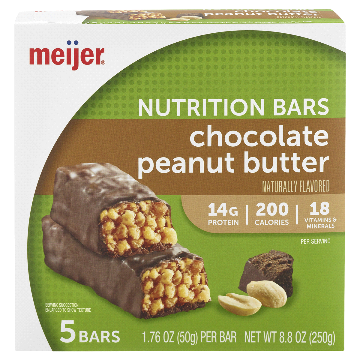slide 1 of 6, Meijer Nutrition Chocolate Peanut Butter Bar, 5 ct
