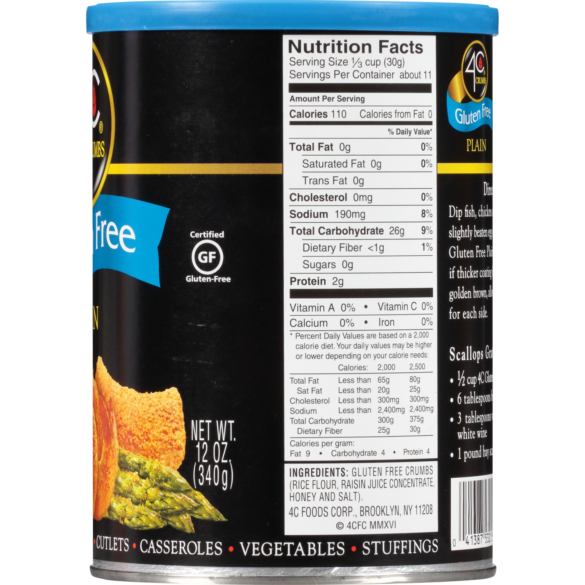 slide 2 of 6, 4C Foods Crumbs, Gluten Free, Plain, 12 oz