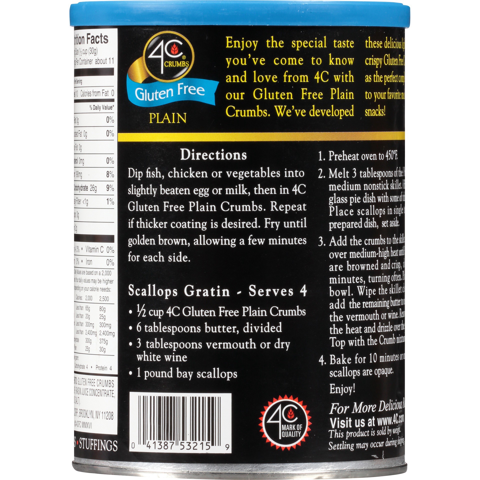 slide 5 of 6, 4C Foods Crumbs, Gluten Free, Plain, 12 oz